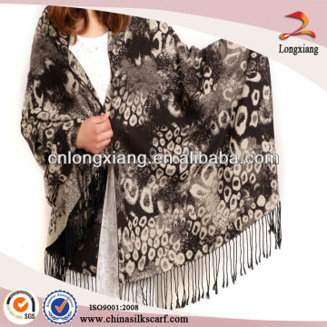 Cashmere Quality Silk Brushed Lady Leopard Wide Shawl